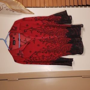 🔥$5 Plus Size Red and Black Blouse